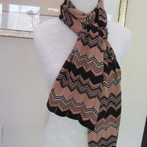 INC camel & black knit scarf with silver stitching NEW - Unisex